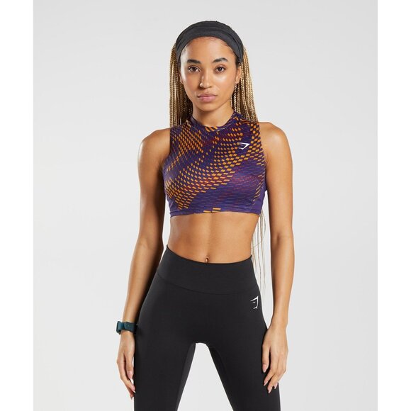 Small Gymshark Sport Crop Tank Neptune Purple Top  Gym Shark - Picture 1 of 10